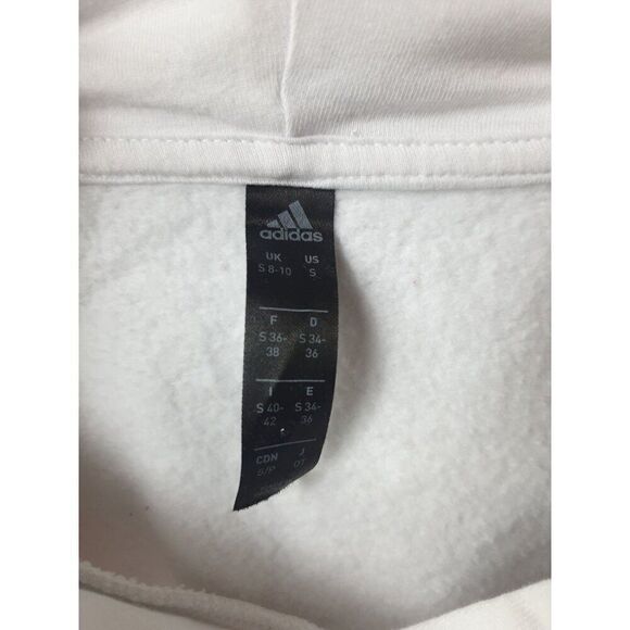 Adidas Women's White Hoodie Small With Blue Logo  Pullover Sweatshirt VTG - Picture 5 of 6